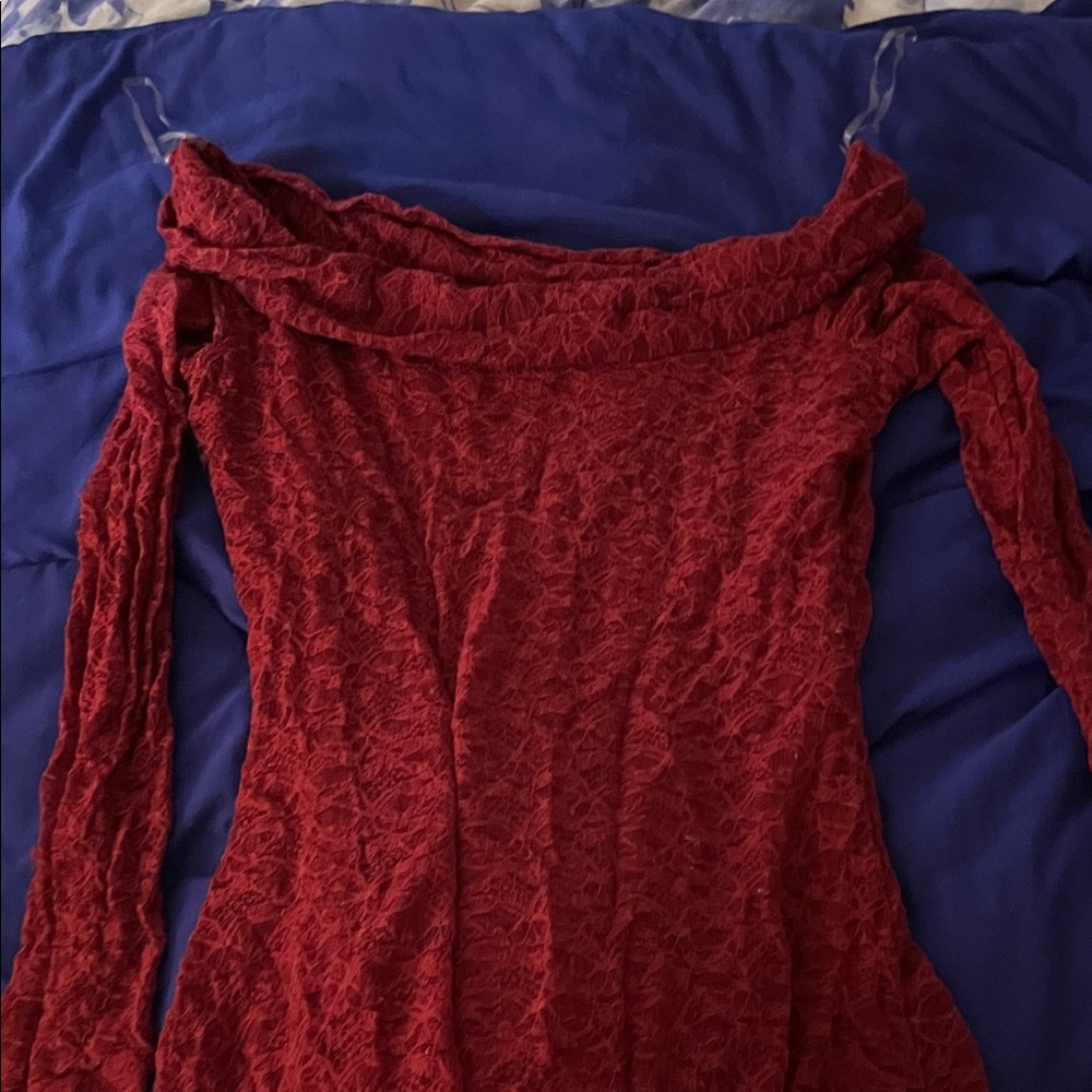 Elegant Red Long Sleeve Dress
